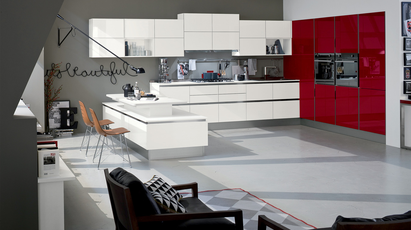 Veneta cucine modello Like bianco e rosso
